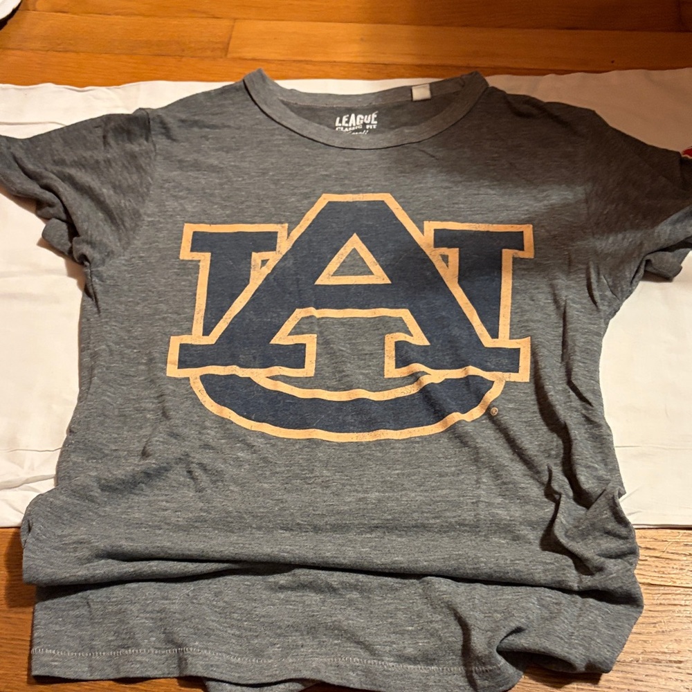League Heather Gray Tee with Navy and Gold Design